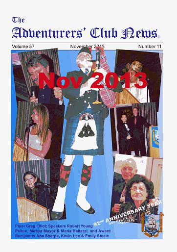 November 2013 Adventurers Club News Cover